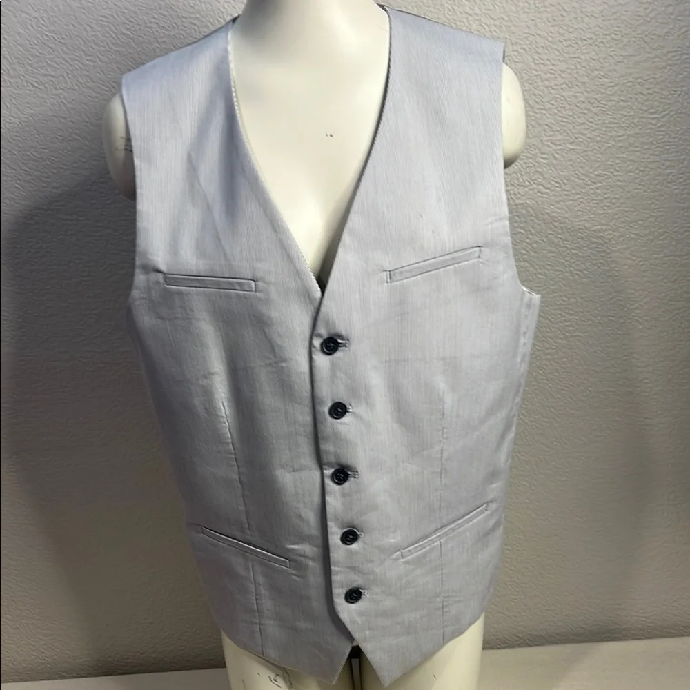 Express Men’s Gray Pinstripe 6-Button Vest – Size M